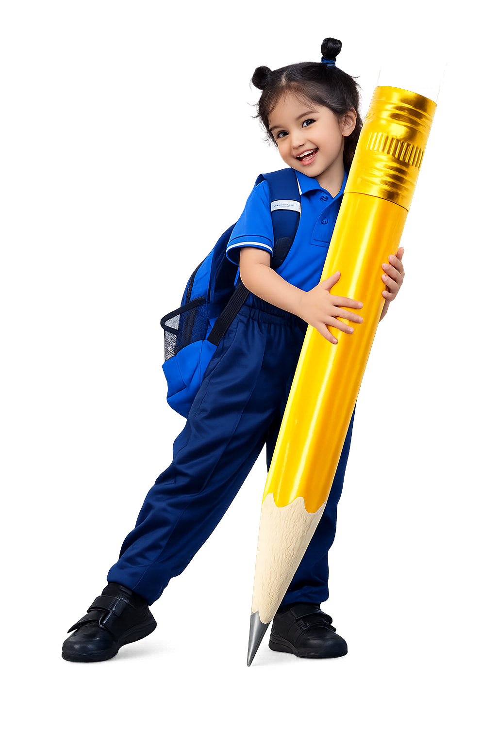 Primary student holding a pencil